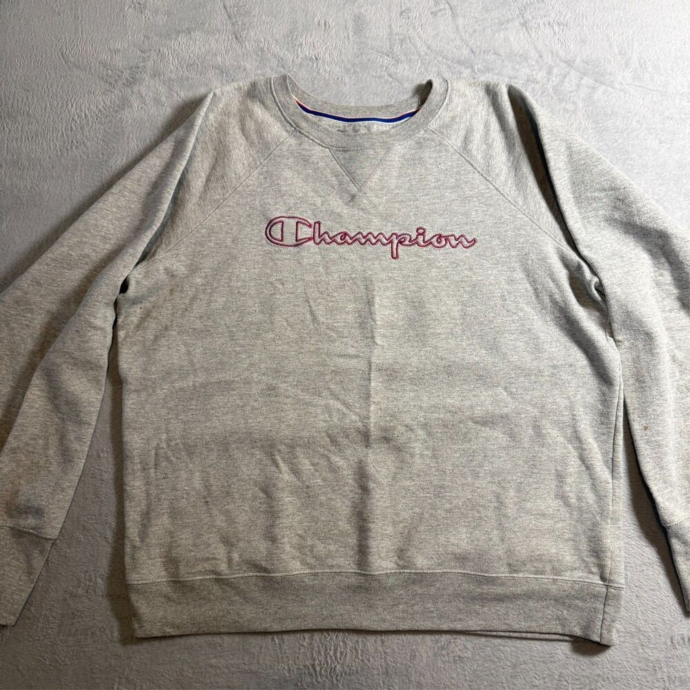 Vintage Champion Sweatshirt Mens XL Gray Fleece Crew Neck Pullover USA 90s